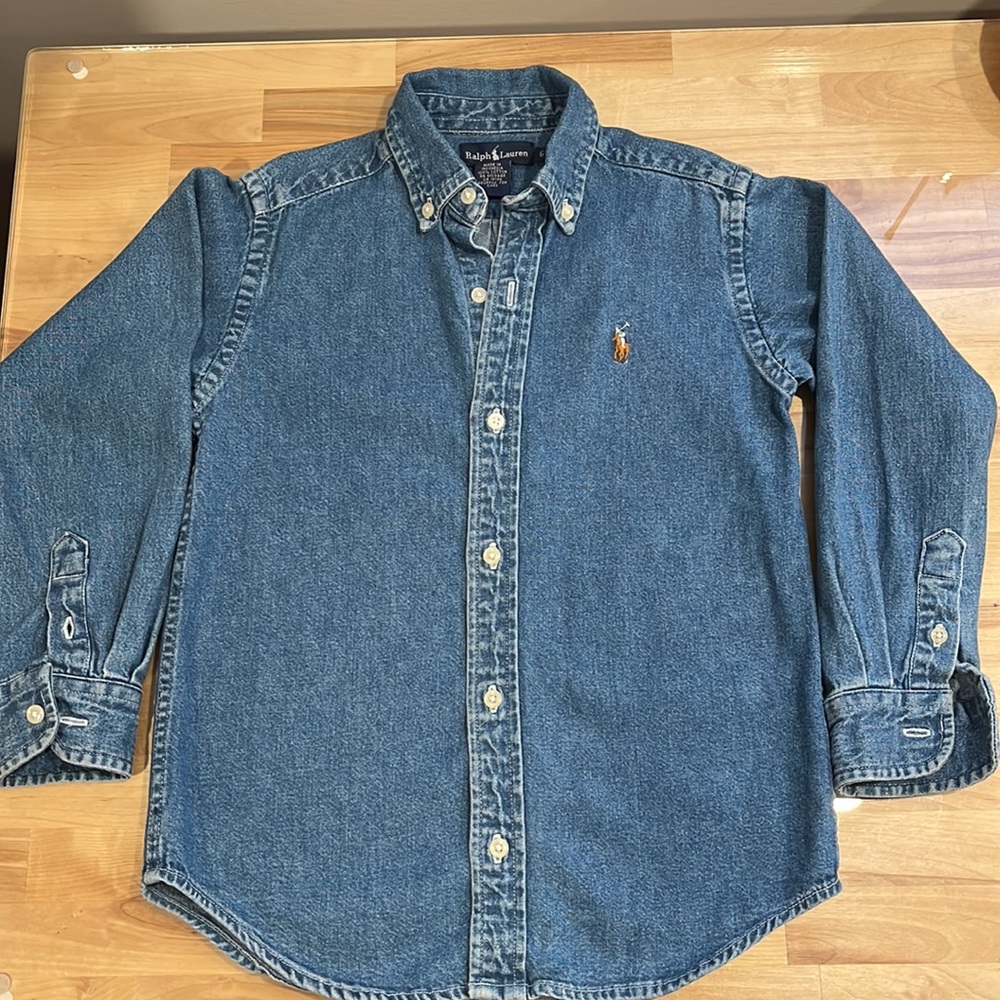 EUC Ralph Lauren Cotton Denim button-Down Shirt size 6